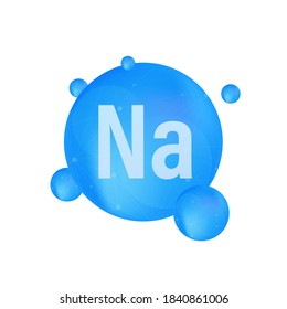 Na, Natrium blue shining pill capsule icon. Vector stock illustration.