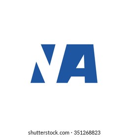 NA negative space letter logo blue