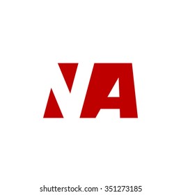 NA negative space letter logo red