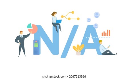 NA, Not Available. Concept with keyword, people and icons. Flat vector illustration. Isolated on white.