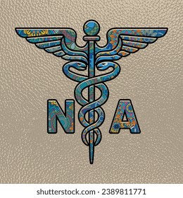 NA Nurse, Medical symbol caduceus nurse practitioner NA vector, coloring medical symbol with NA text, Caduceus Symbol, NA Nurse Mandela design