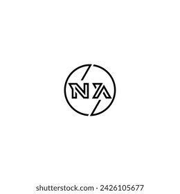 NA simple outline concept logo and circle of initial design black and white background