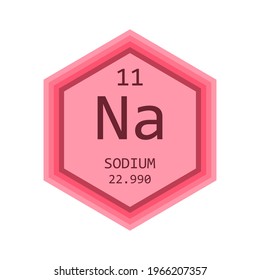 Na Sodium Chemical Element Periodic Table. Hexagon gradient vector illustration, simple clean style Icon with molar mass and atomic number for Lab, science or chemistry education.