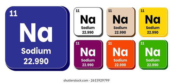 Na, Sodium element vector icon set, periodic table element. Vector illustration EPS 10 File. Isolated on white background.