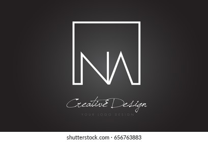 NA Square Framed Letter Logo Design Vector with Black and White Colors.