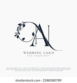 NA, AN Wedding Initials Design. Floral Monogram