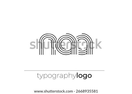 NAA modern geometric typography logo. Modern and stylish composition featuring a monochromatic typography logo illustration designed with intricate lines.