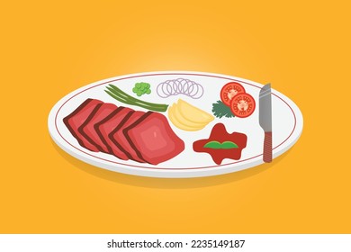 Naan with kebab asian traditional food design vector