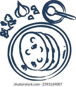Naan roti hand drawn vector illustration