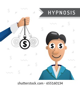 Nab enters into a state of hypnosis so that he earned more money. Hypnosis for money. Vector illustration isolated on white background