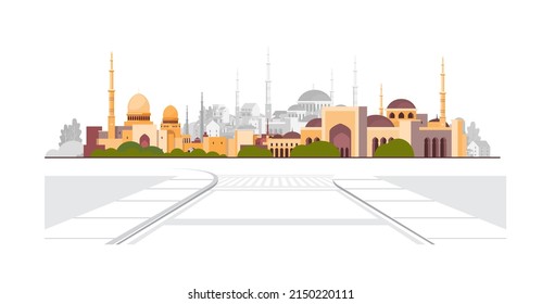 nabawi mosque building architecture exterior muslim cityscape horizontal