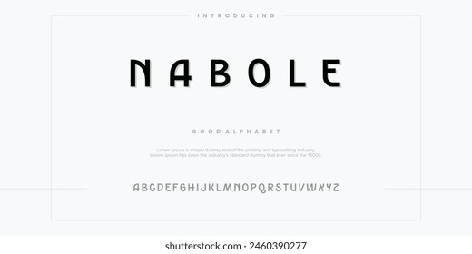 Nabole Abstract minimal modern alphabet fonts. Typography technology vector illustration