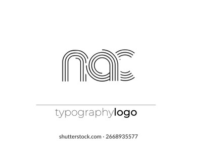 NAC modern geometric typography logo. Modern and stylish composition featuring a monochromatic typography logo illustration designed with intricate lines.