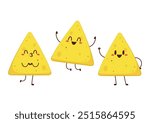 Nacho character design. Nachos on white background.