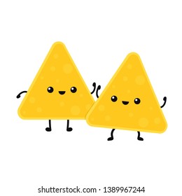 Nacho character design. Nachos on white background.