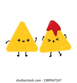 Nacho character design. Nachos on white background.