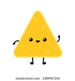 Nacho character design. Nachos on white background.