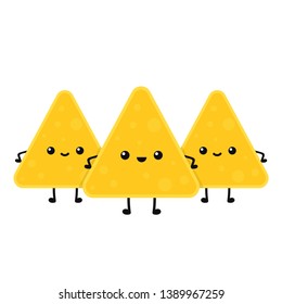 Nacho character design. Nachos on white background.