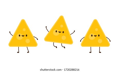 Nacho character design. Nachos on white background.