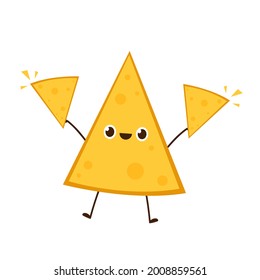 Nacho character design. Nachos on white background.