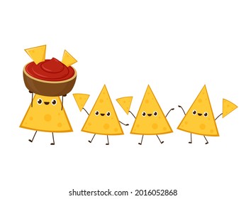 Nacho character design. Nachos on white background.