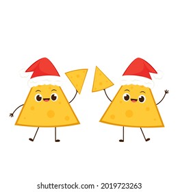 Nacho character design. Nachos on white background. sauce cup vector.