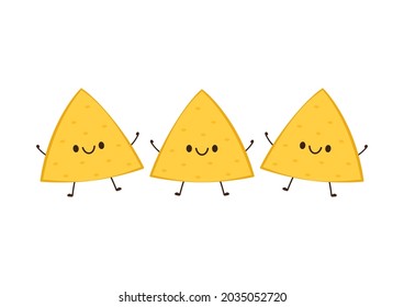 Nacho character design. Nachos on white background.