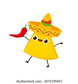 Nacho character design. Nachos on white background.