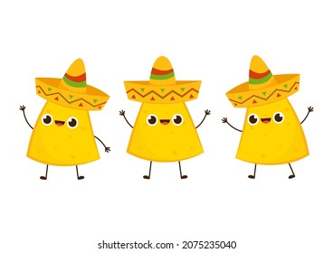 Nacho character design. Nachos on white background.