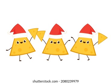 Nacho character design. Nachos on white background. sauce cup vector.