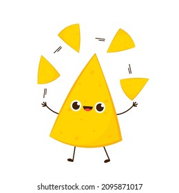 Nacho character design. Nachos on white background.