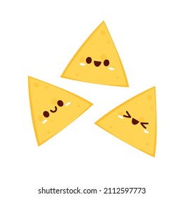 Nacho character design. Nachos on white background.
