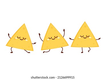 Nacho character design. Nachos on white background.