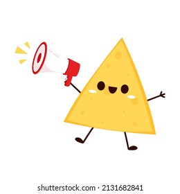 Nacho character design. Nachos on white background.
