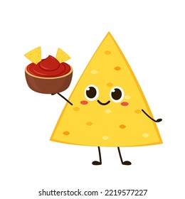 Nacho character design. Nachos on white background.