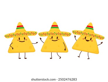 Nacho character design. Nachos on white background.