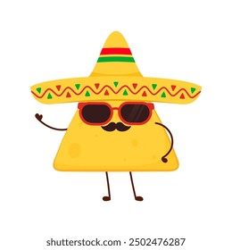 Nacho character design. Nachos on white background.