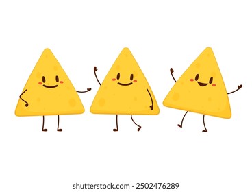 Nacho character design. Nachos on white background.