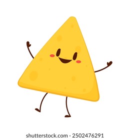 Nacho character design. Nachos on white background.