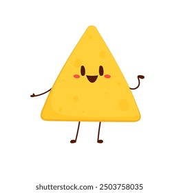 Nacho character design. Nachos on white background.