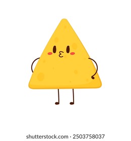 Nacho character design. Nachos on white background.