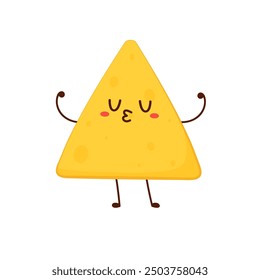 Nacho character design. Nachos on white background.