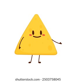 Nacho character design. Nachos on white background.