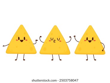 Nacho character design. Nachos on white background.