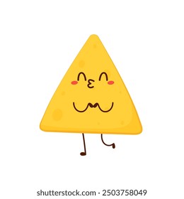 Nacho character design. Nachos on white background.