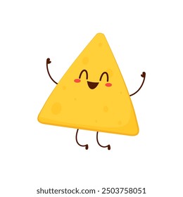 Nacho character design. Nachos on white background.