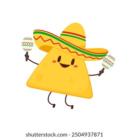 Nacho character design. Nachos on white background.