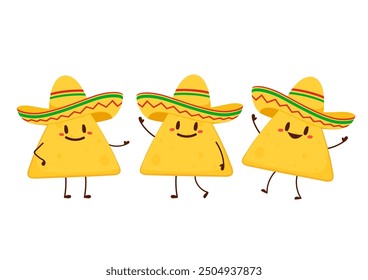 Nacho character design. Nachos on white background.