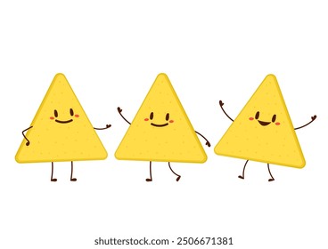 Nacho character design. Nachos on white background.