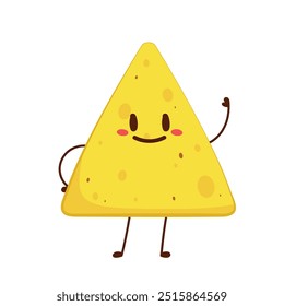 Diseño de personajes de Nacho. Nachos sobre fondo blanco.